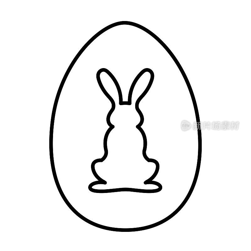 Easter egg with bunny silhouette inside in doodle style.
